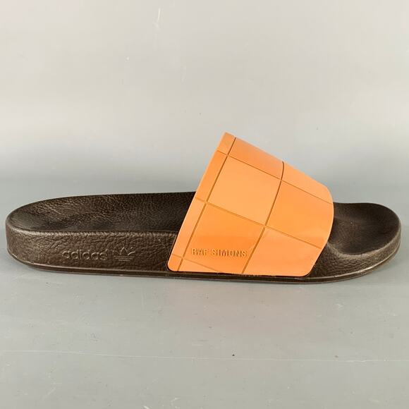 RAF SIMONS Size 10 Tan Black Checkered Rubber Slide Sandals main image 5